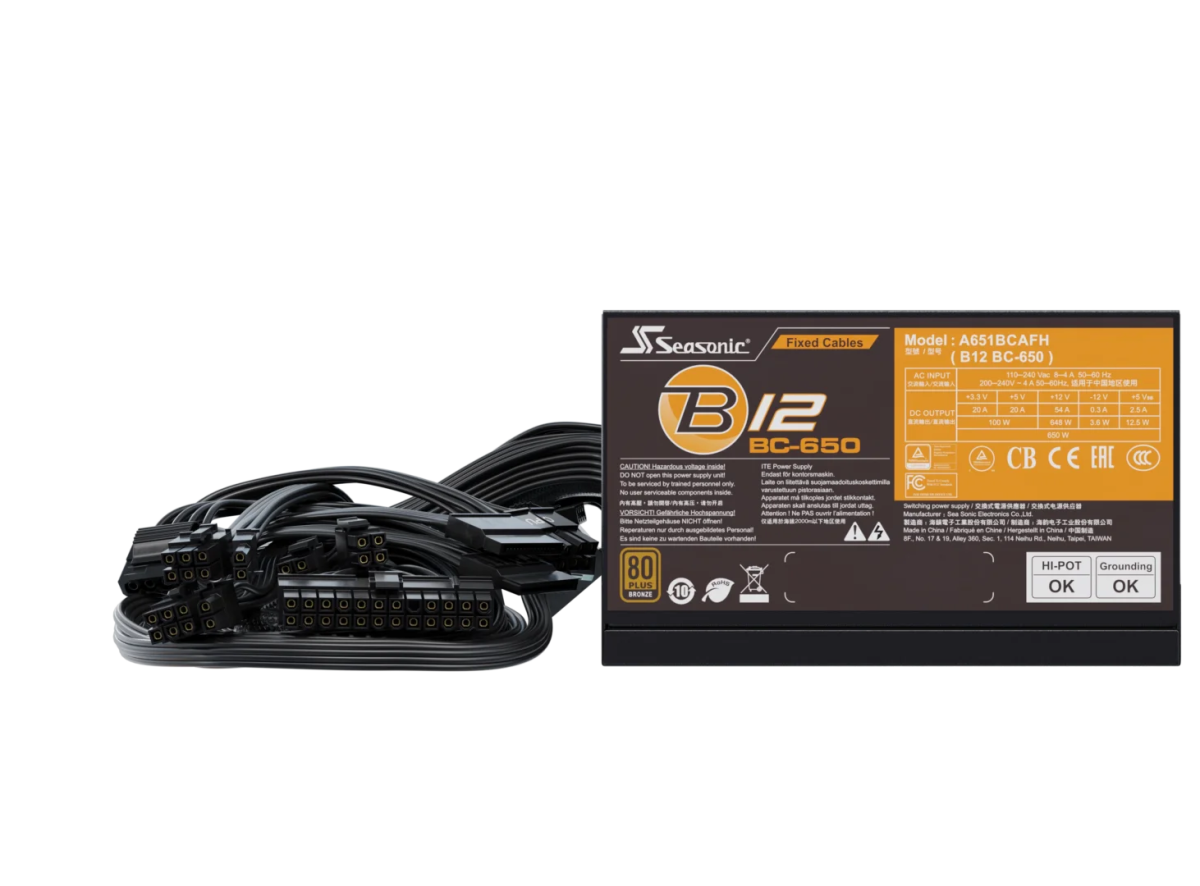 Seasonic B12 BC - 650 Power Supply 650 Watts | A651BCAFH - Vektra Computers LLC Seasonic B12 BC - 650 Power Supply 650 Watts | A651BCAFH - Vektra Computers LLC